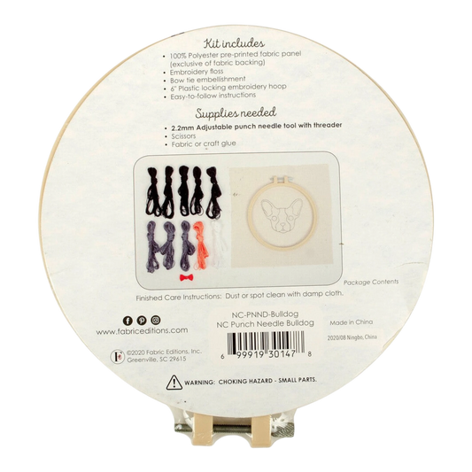 Punch Needle 152 mm Hoop Bulldog KIT for embroidery, stitching and needlework