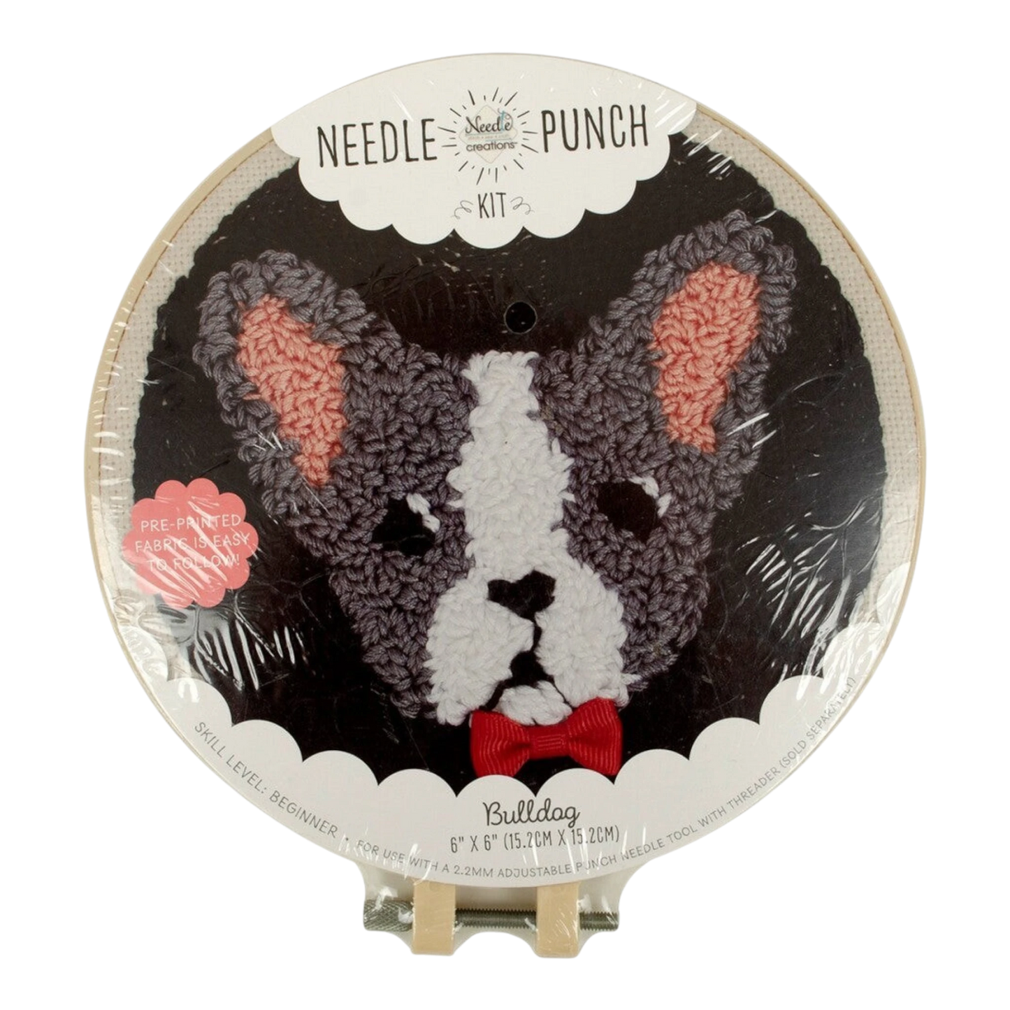 Punch Needle 152 mm Hoop Bulldog KIT for embroidery, stitching and needlework