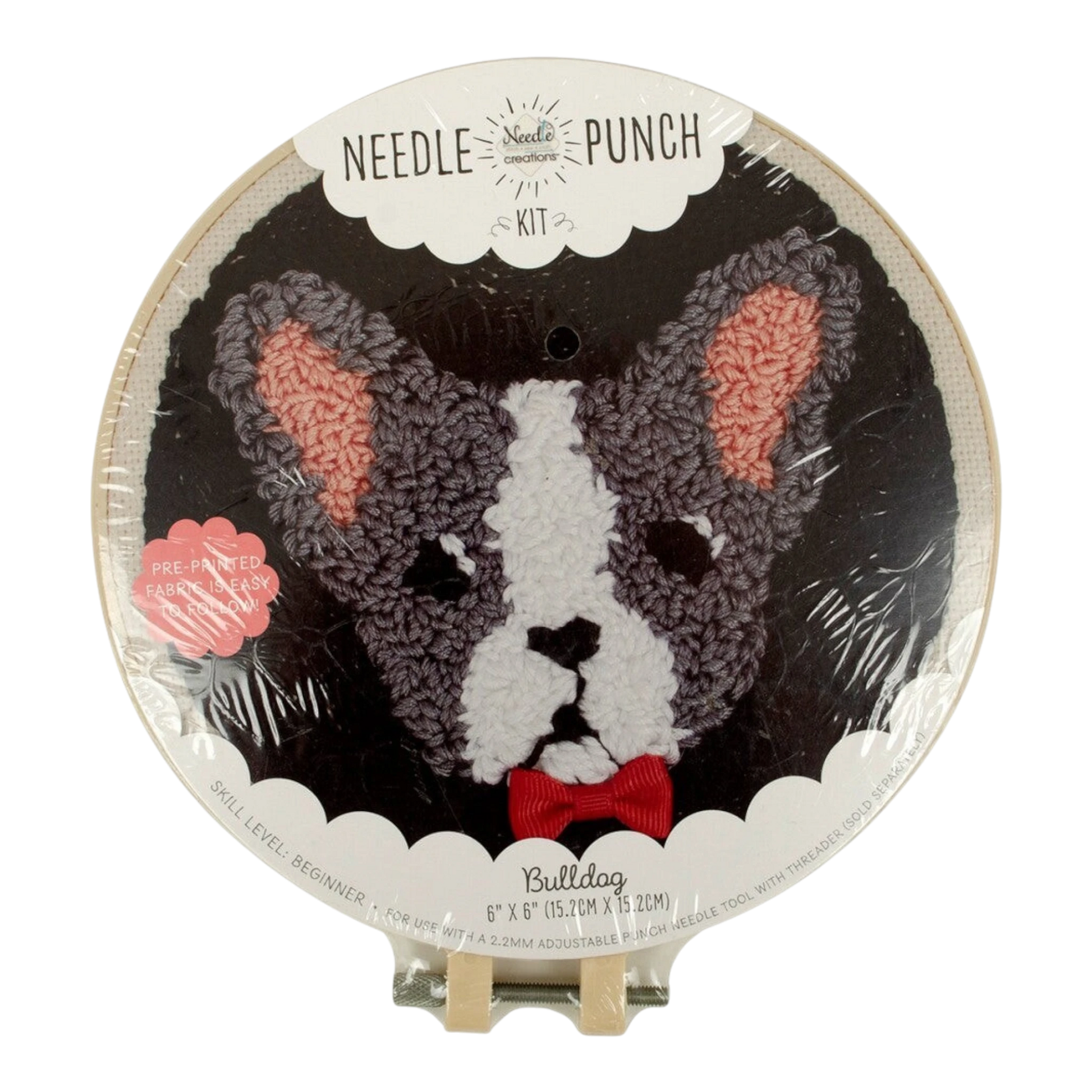 Punch Needle 152 mm Hoop Bulldog KIT for embroidery, stitching and needlework