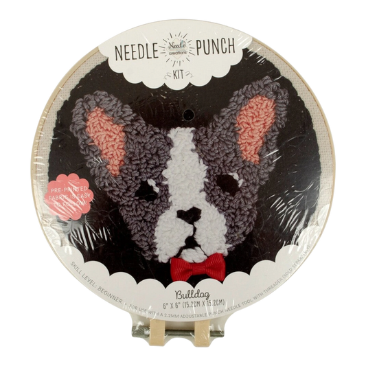 Punch Needle 152 mm Hoop Bulldog KIT for embroidery, stitching and needlework