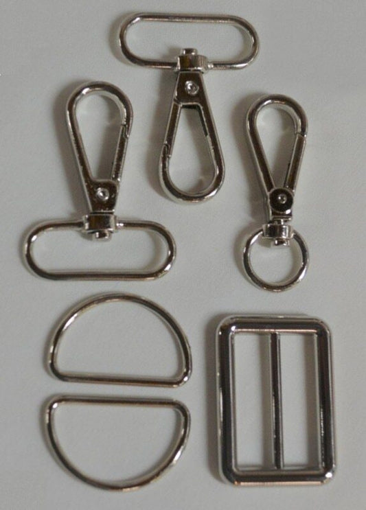 Bag Strap Hardware Kit Silver - 1 1/4 in for bag making and sewing projects