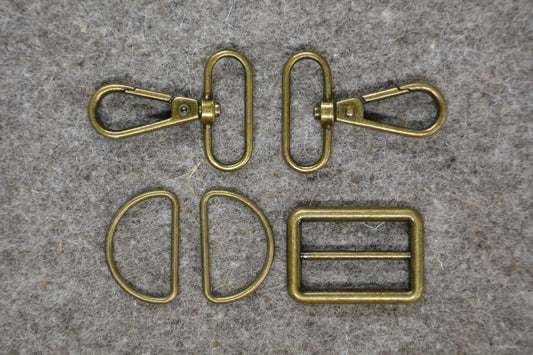 Bronze 32 mm Wide Bag Strap Hardware 5pc for bag making and sewing projects