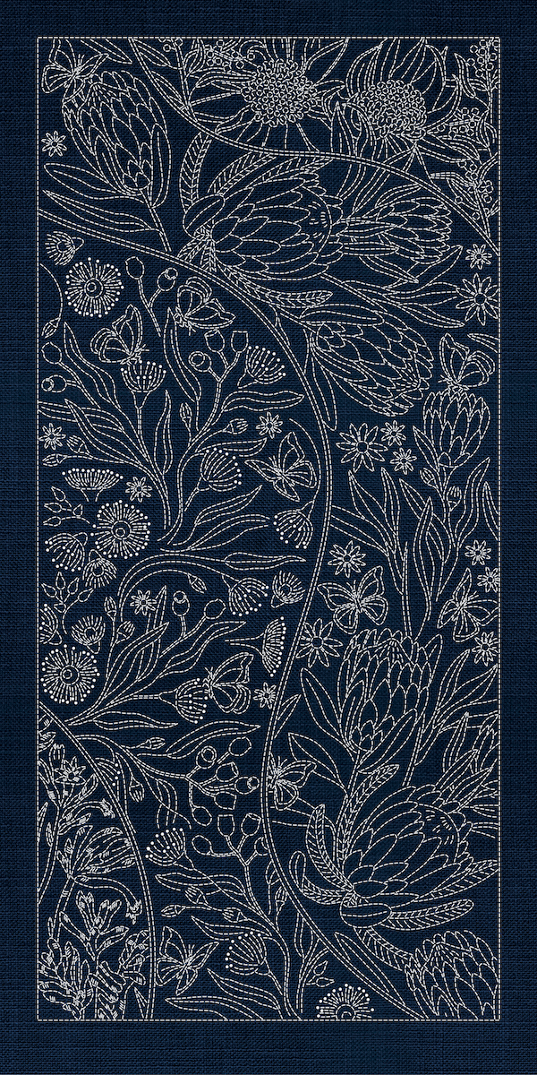 Australian Native Flowers 8 Panel - Indigo