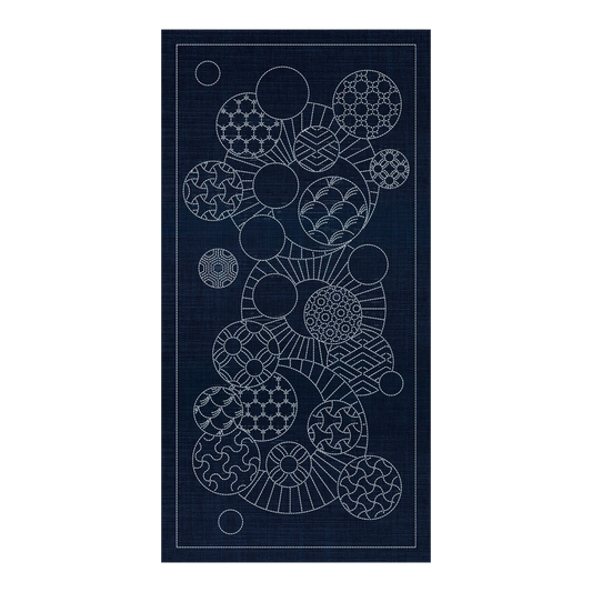 Sashiko Geometric Circles 1 Indigo