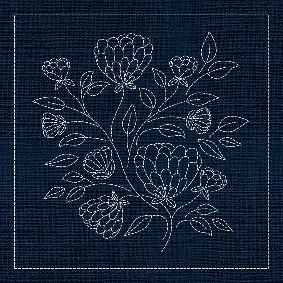 Sashiko Australian Chrysanthemum INDIGO