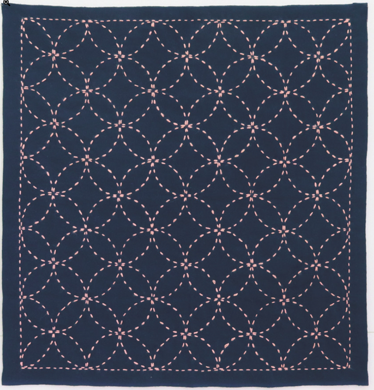 Hana Fukin Sashiko Sampler Kit Shippo Tsunagi Navy , piecing and stitching
