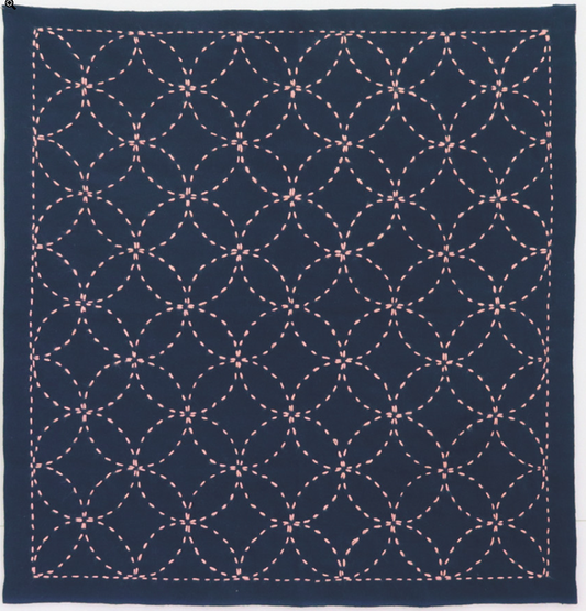 Hana Fukin Sashiko Sampler Kit Shippo Tsunagi Navy , piecing and stitching