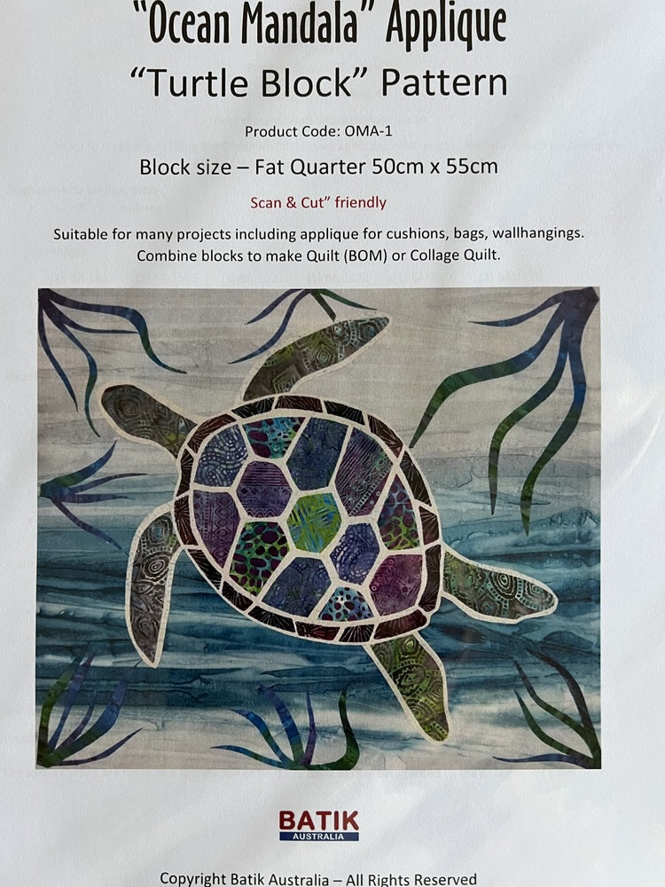 Ocean Mandala - Turtle Applique Pattern , quilting and craft projects