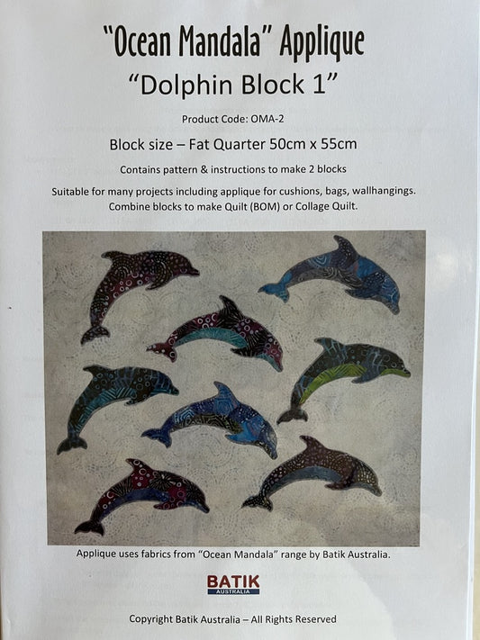 Ocean Mandala Dolphin Applique Pattern , quilting and craft projects