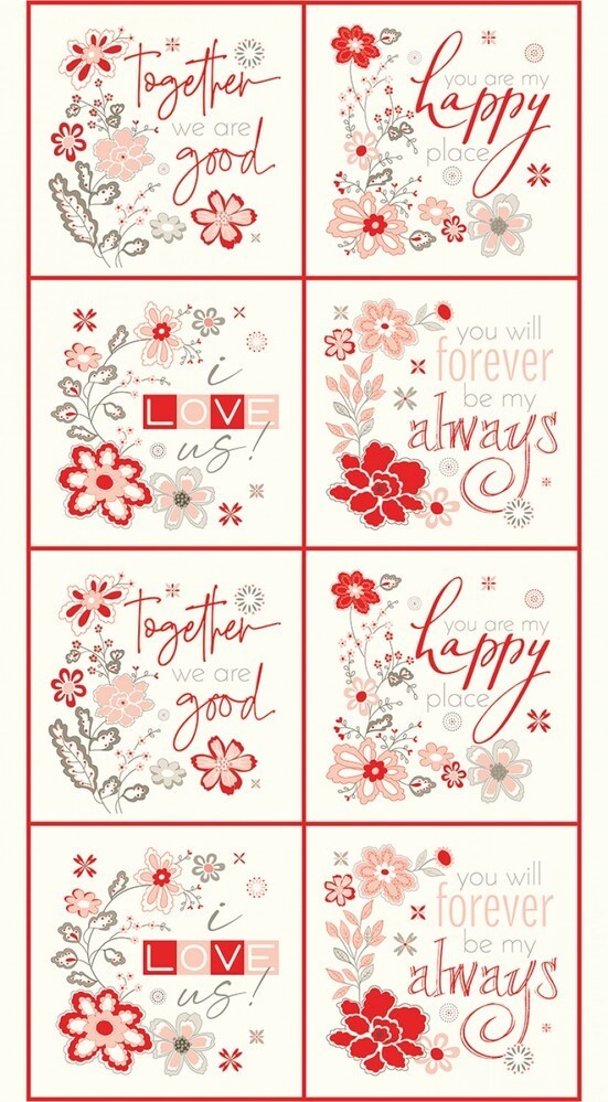 I Love Us Panel for patchwork, quilting and sewing