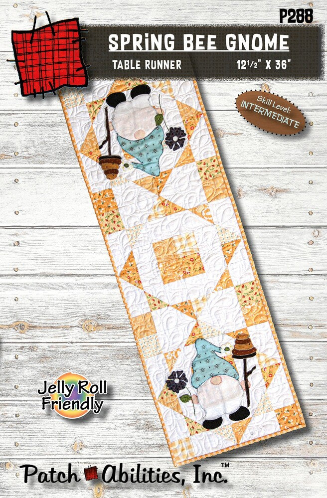 Spring Bee Gnome Applique Table Runner Pattern for bag making and sewing projects