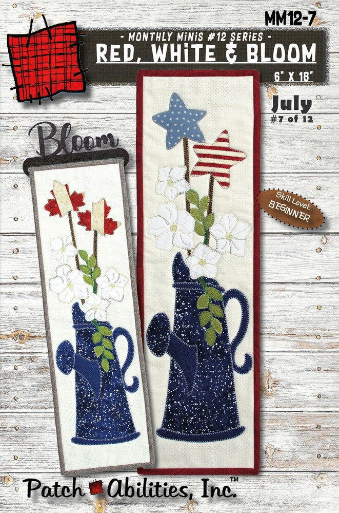 Red, White and Bloom Applique Wall Hanging Pattern , quilting and craft projects
