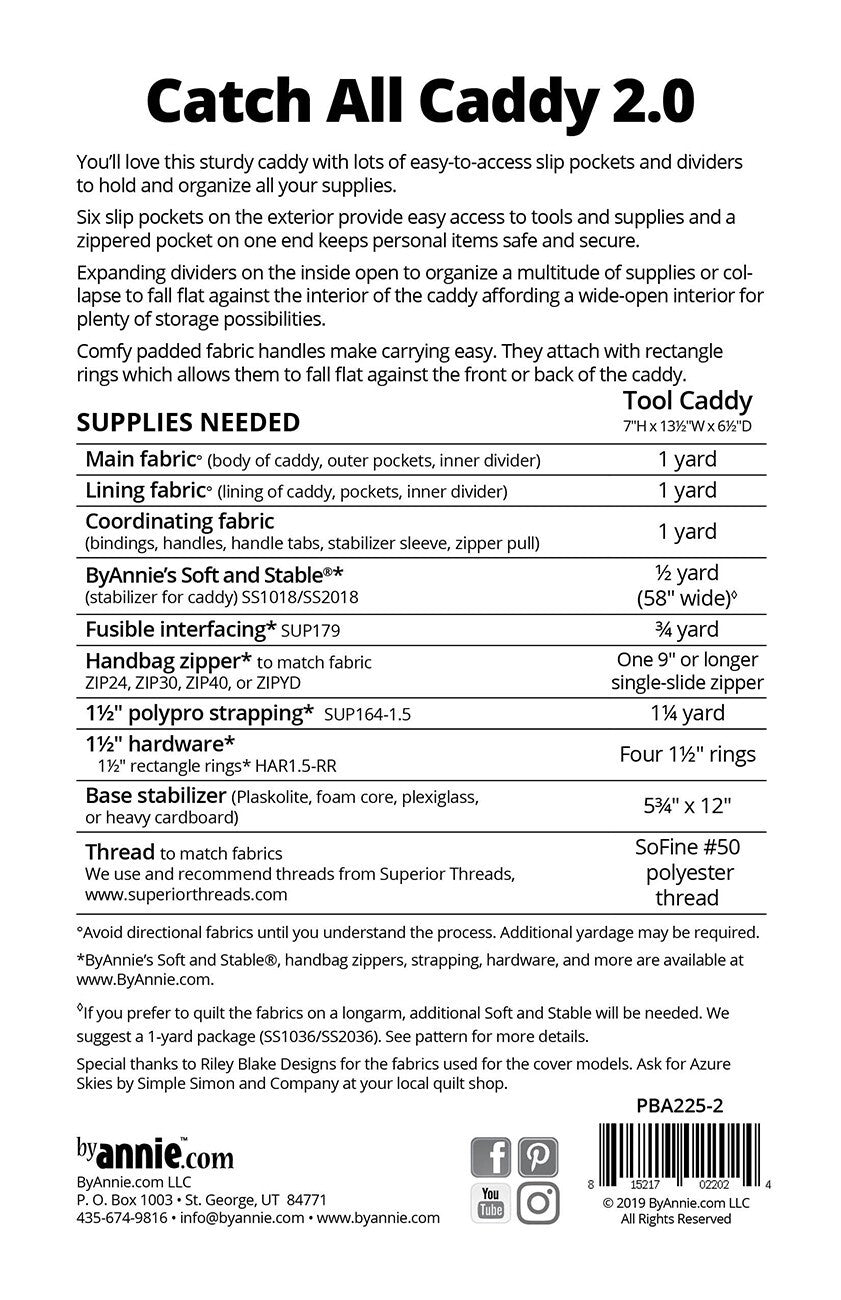 Catch All Caddy Pattern 2.0 , quilting and craft projects