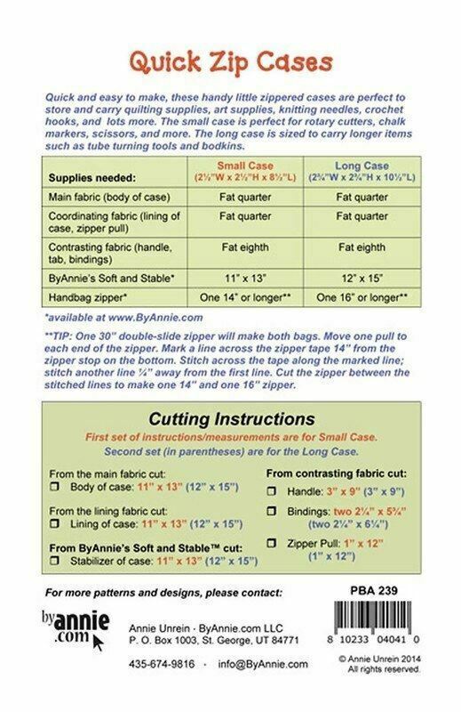 Quick Zip Cases Pattern for bag making and sewing projects