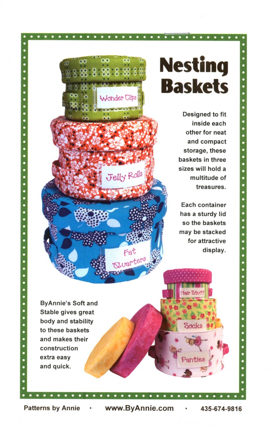 Nesting Baskets Pattern - By Annie , quilting and craft projects
