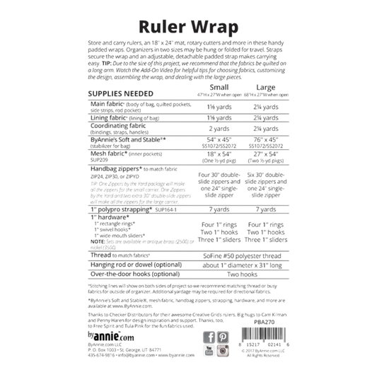 Ruler Wrap Pattern PBA270 for precise cutting, marking and patchwork