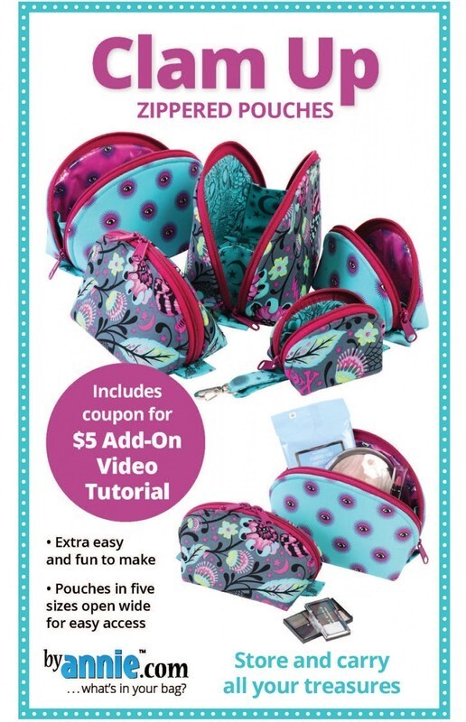 Clam Up!! Zippered Pouch Pattern for bag making and sewing projects