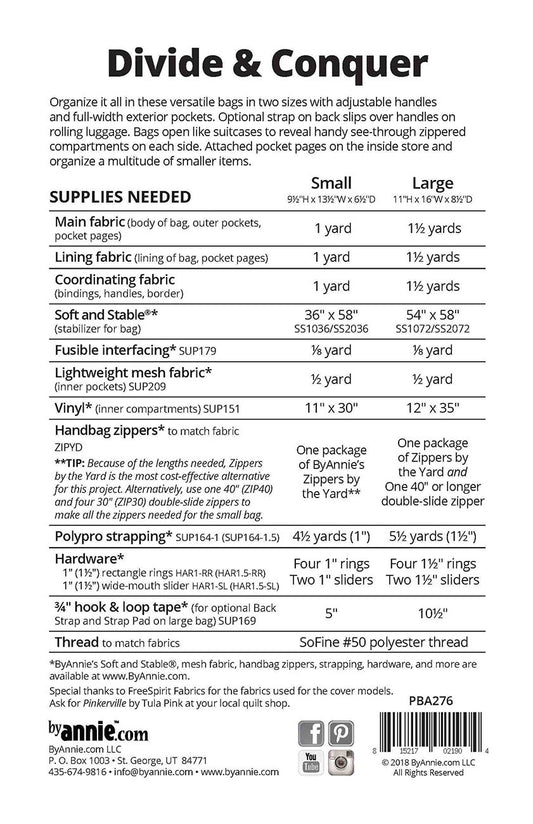 Divide and Conquer Carry On Pattern , quilting and craft projects