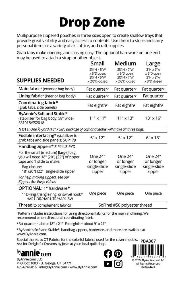 Drop Zone Pattern By Annie , quilting and craft projects
