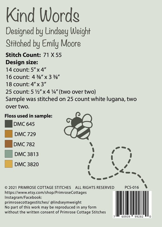 Kind Words Cross Stitch Pattern , quilting and craft projects