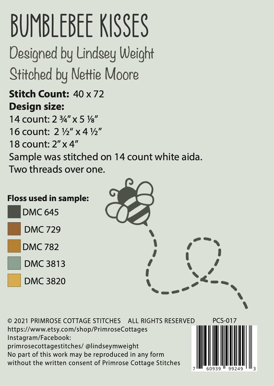 Bumblebee Kisses Cross Stitch Pattern , quilting and craft projects