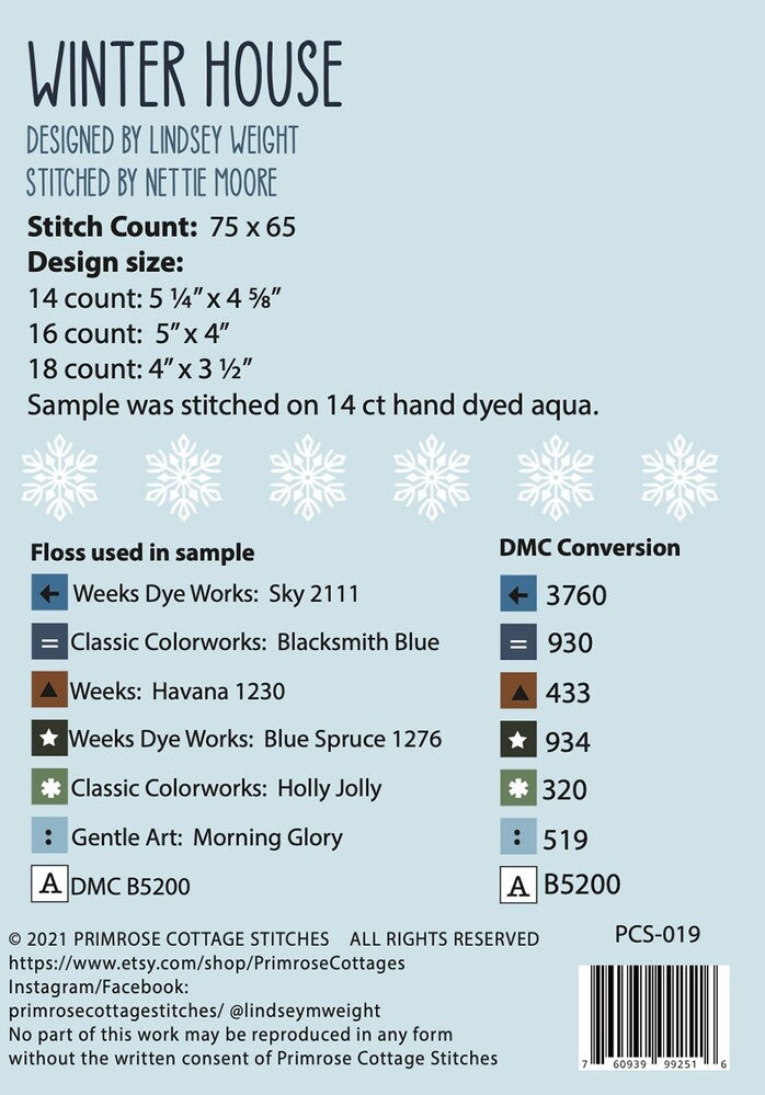 Winter House Cross Stitch Pattern , quilting and craft projects