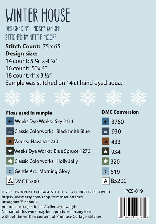 Winter House Cross Stitch Pattern , quilting and craft projects