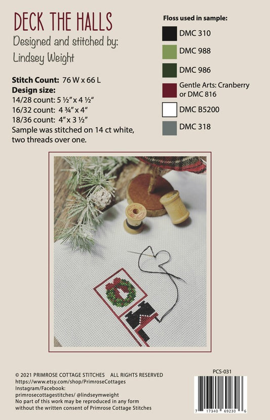 Deck the Halls Cross Stitch Pattern , quilting and craft projects