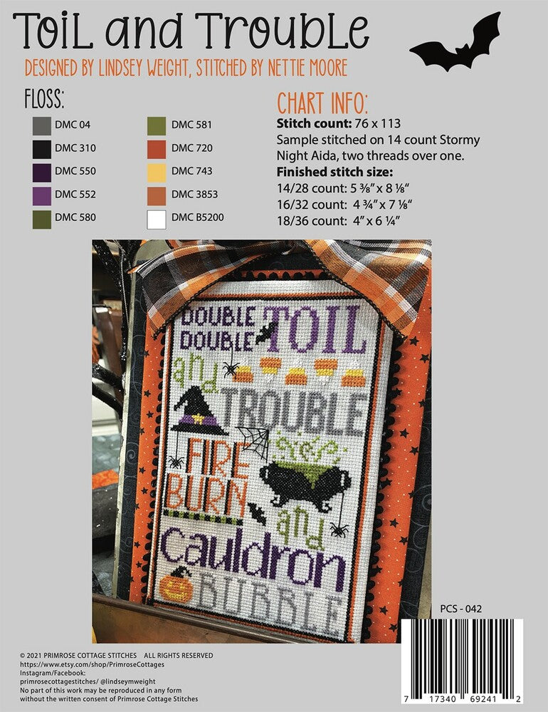 Toil and Trouble Cross Stitch Pattern , quilting and craft projects