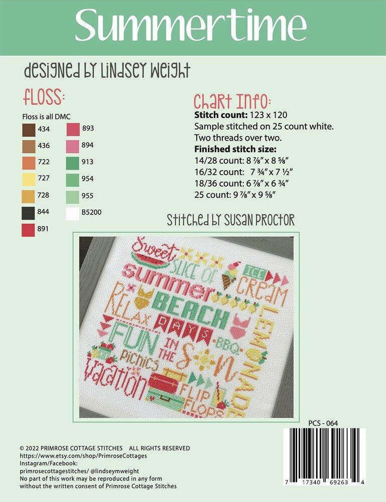 Summertime Cross Stitch Pattern , quilting and craft projects