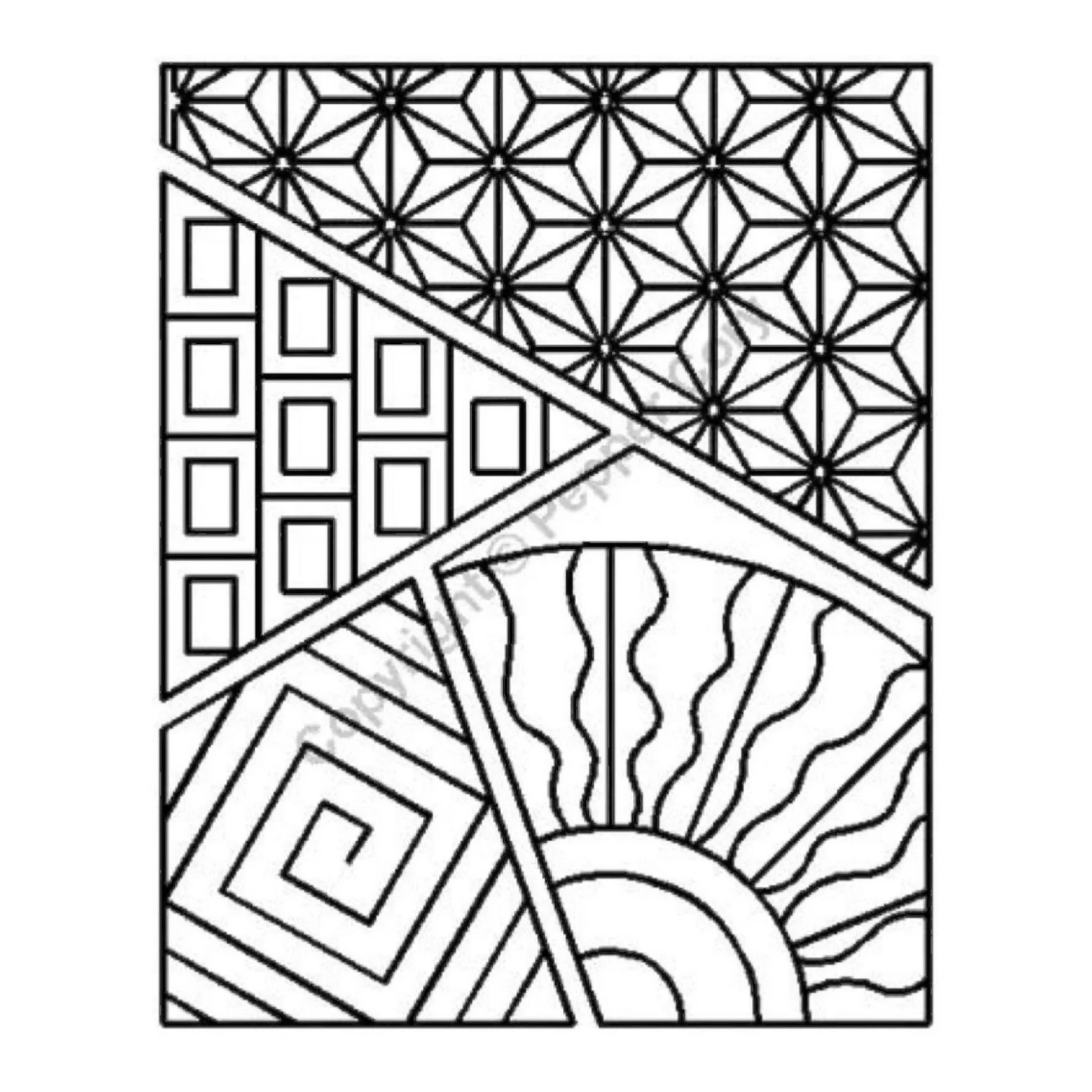 Sashiko Sampler Stencil 203 mm x 254 mm , piecing and stitching