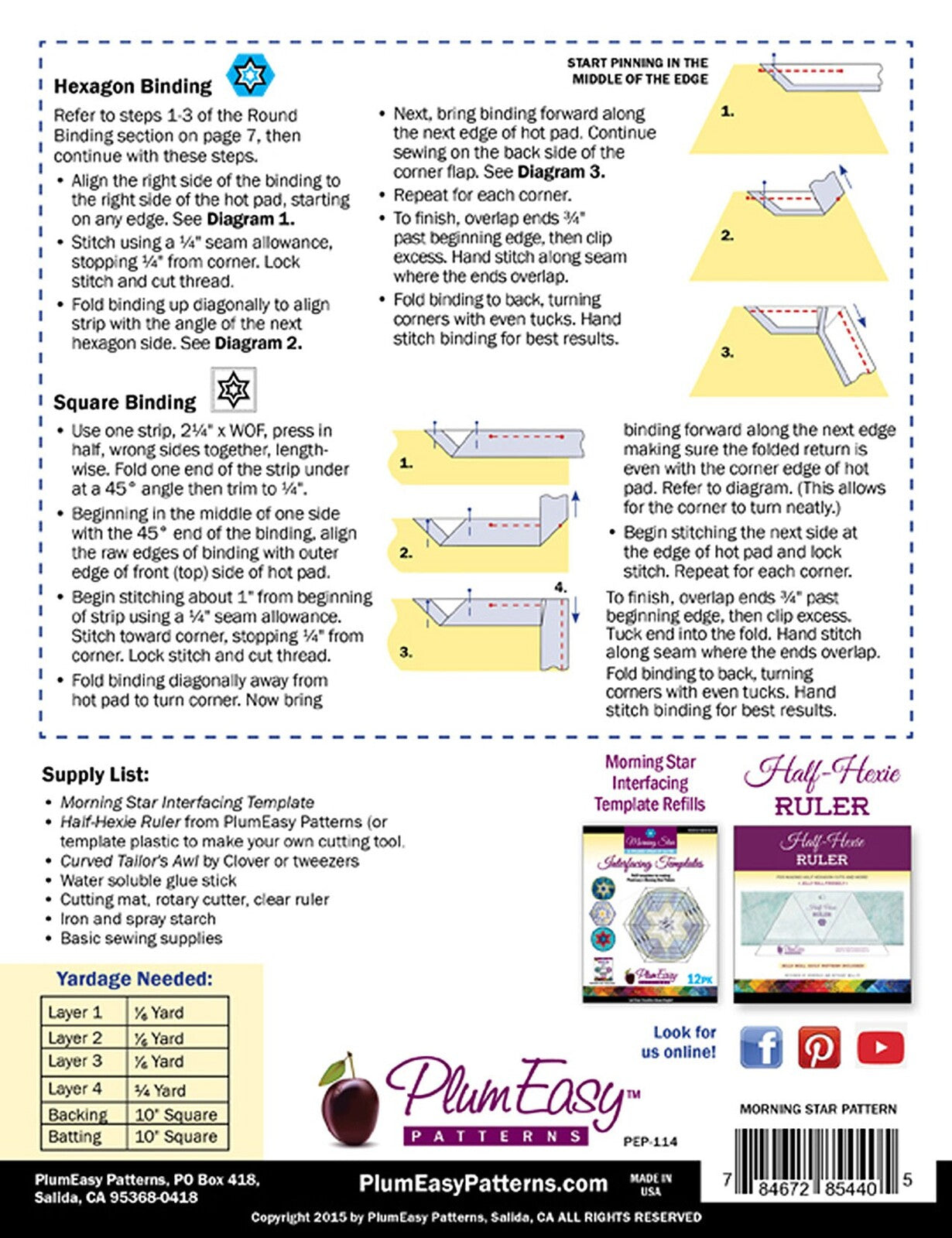 Morning Star Hot Pad Pattern , quilting and craft projects