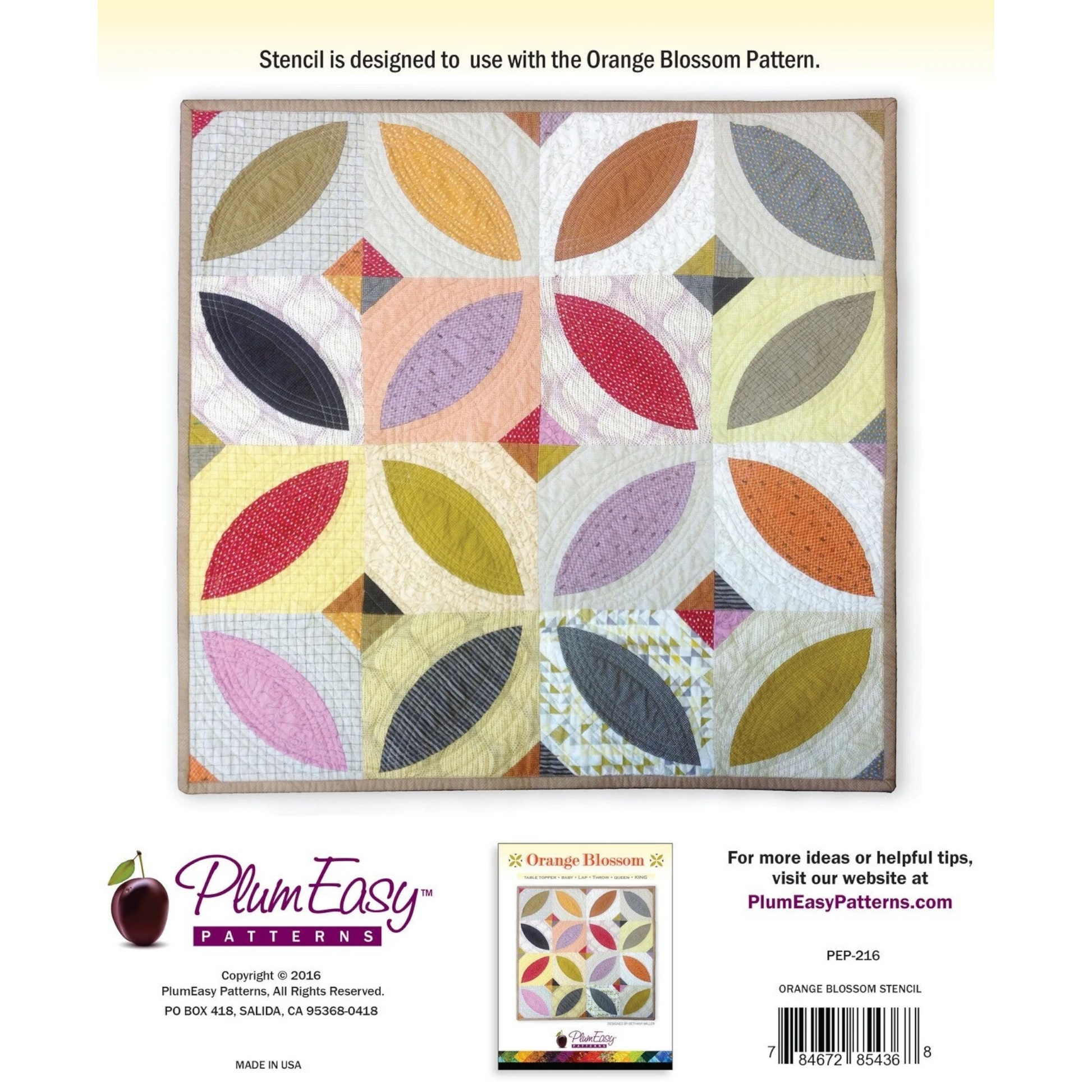 Orange Blossom Stencil for precise cutting, marking and patchwork