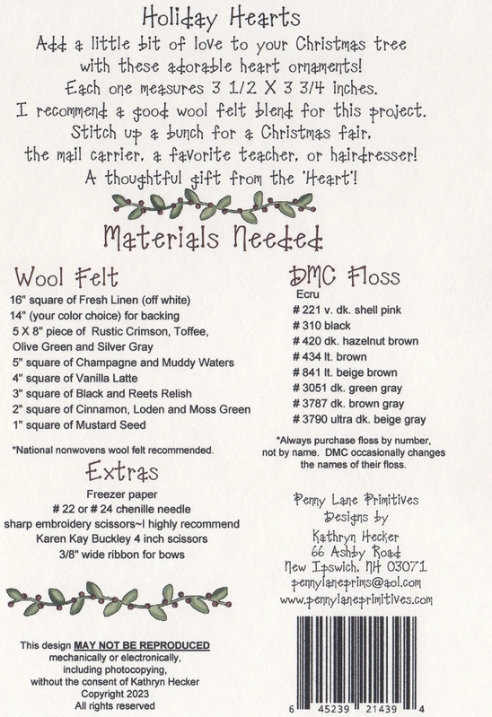 Holiday Hearts Pattern , quilting and craft projects