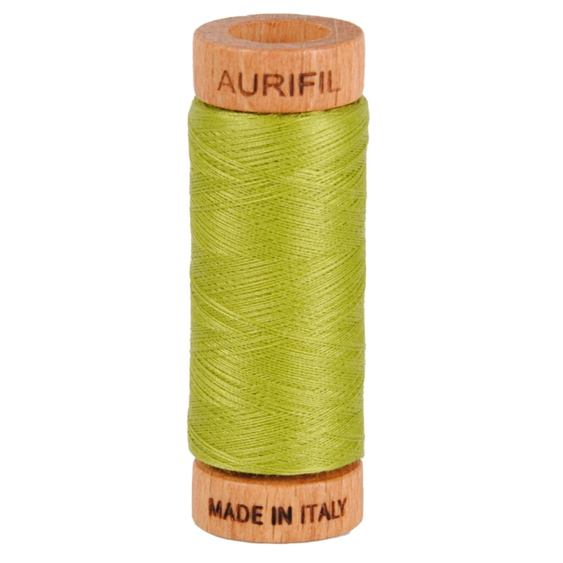 Aurifil Mako 80wt Cotton Thread Solid Light Leaf Green for patchwork, quilting and sewing