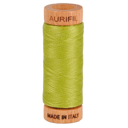 Aurifil Mako 80wt Cotton Thread Solid Light Leaf Green for patchwork, quilting and sewing