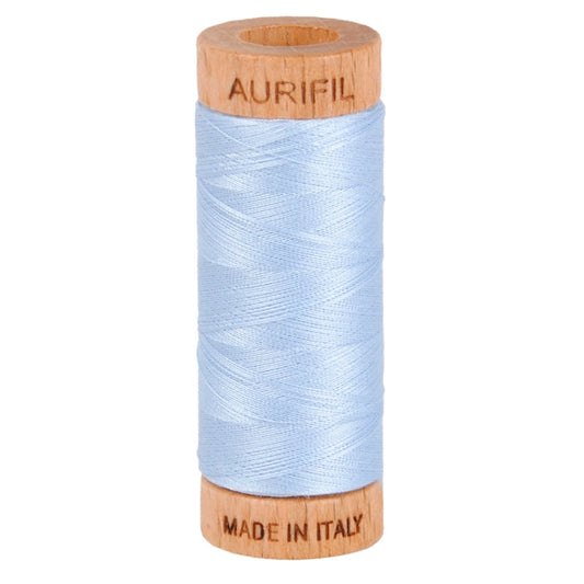Aurifil Mako 80wt Cotton Thread Solid Light Robins Egg for patchwork, quilting and sewing