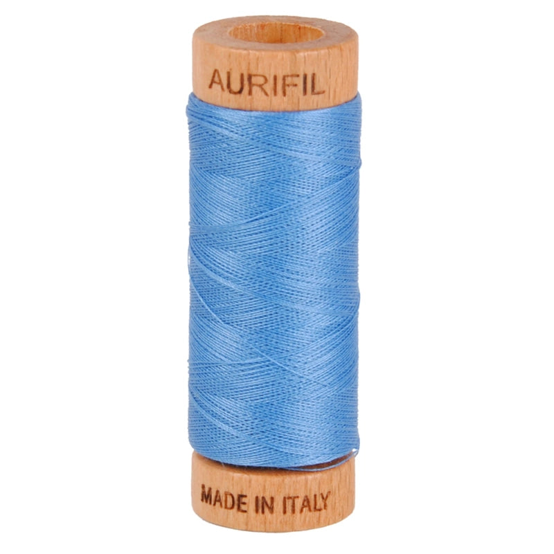 Aurifil Mako 80wt Cotton Thread Solid Light Wedgewood for patchwork, quilting and sewing