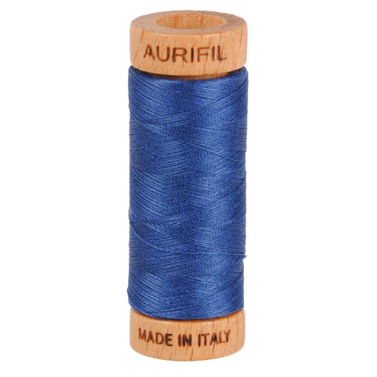 Aurifil Mako 80wt Cotton Thread Solid Steel Blue for patchwork, quilting and sewing