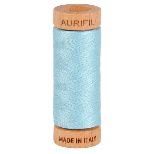 Aurifil Mako 80wt Cotton Thread Solid Light Grey Turquoise for patchwork, quilting and sewing