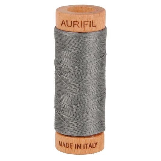 Aurifil Mako 80wt Cotton Thread – Grey Smoke for patchwork, quilting and sewing