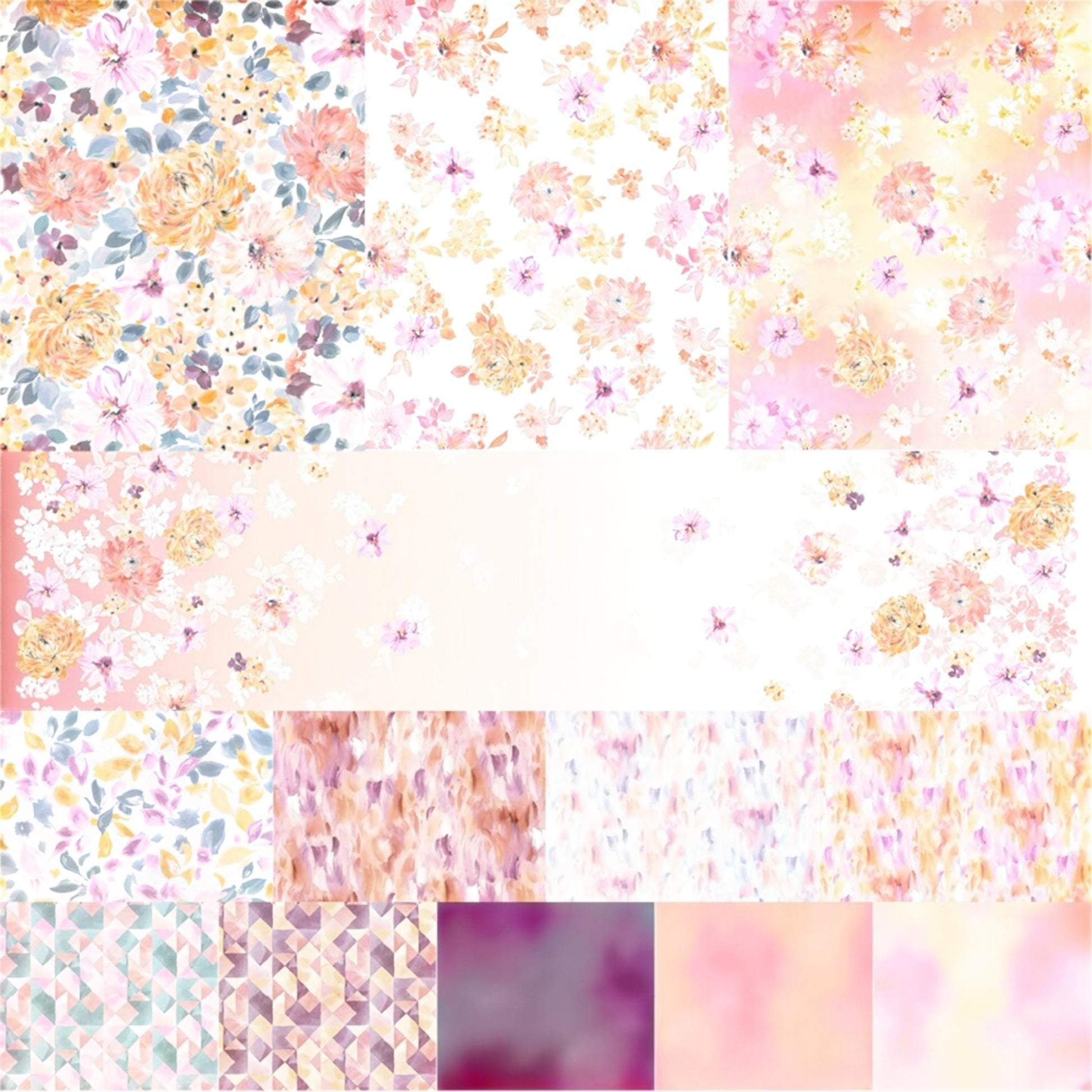 Painted Petals – 2½″ Strip Roll | 40 Precut Fabric Strips for patchwork, quilting and sewing