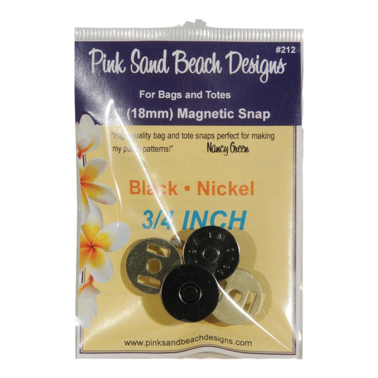 Everything Fabric Pink Sand Beach 3/4 inch black nickel magnetic purse snaps in retail packaging