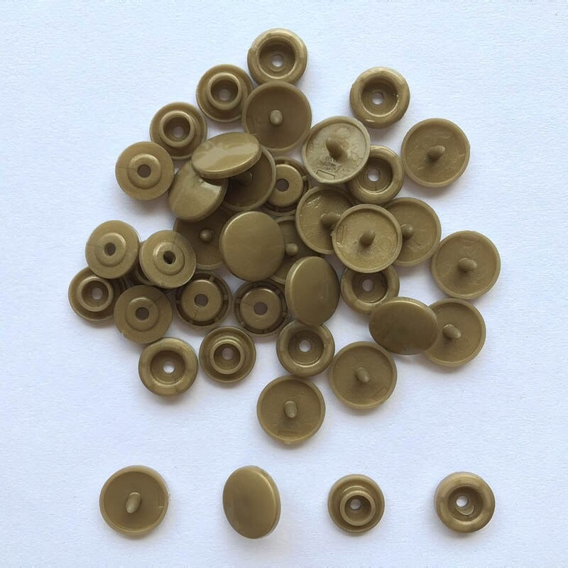 Plastic Kam Snap Buttons 11 mm - Dark Tan for garments, sewing and craft projects