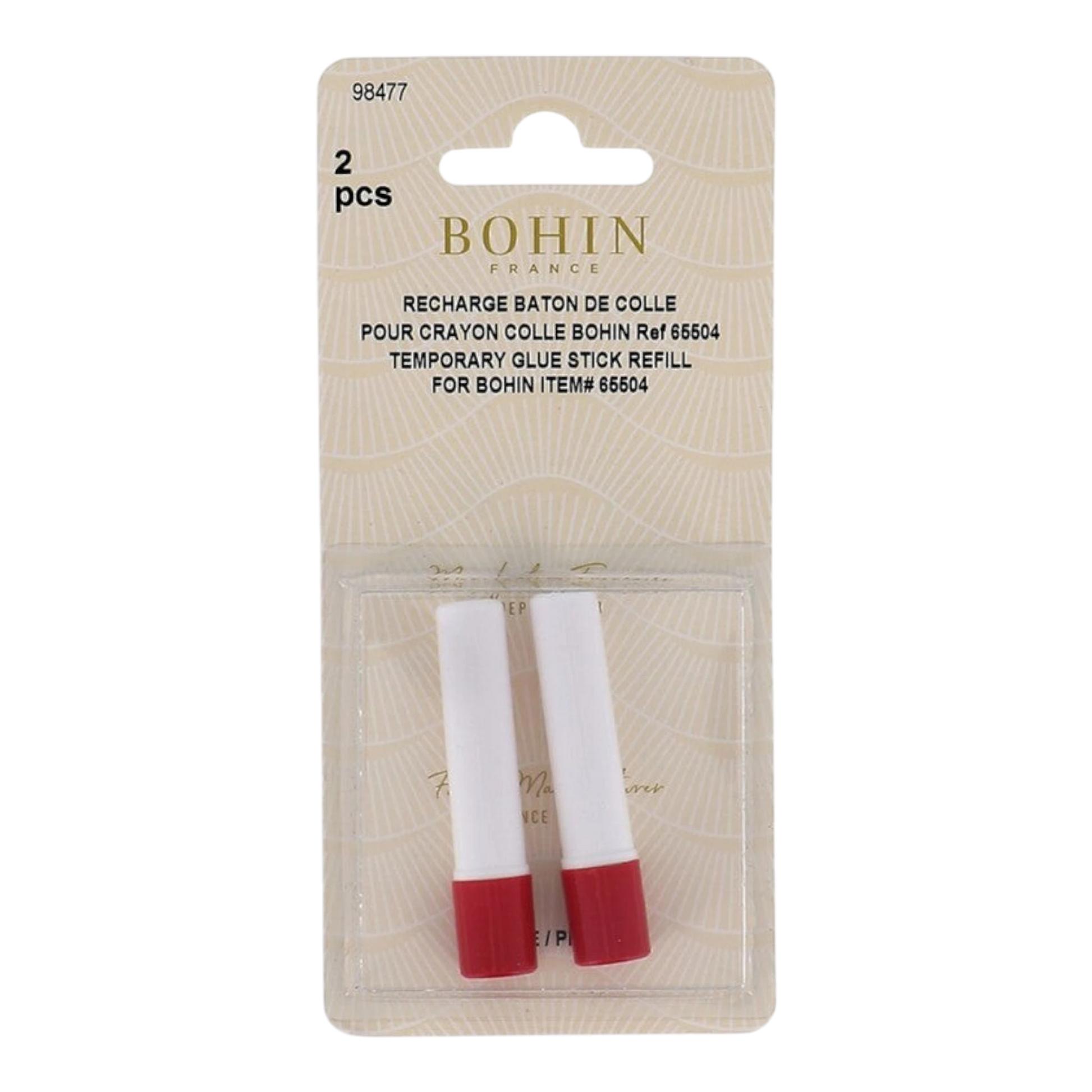 Bohin Refill For Temporary Glue Stick For Fabrics - 2 pk for applique, sewing and craft projects