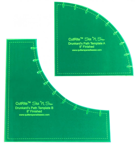 Drunkards Path Template - 203 mm finished - Slit n Sew for precise cutting, marking and patchwork