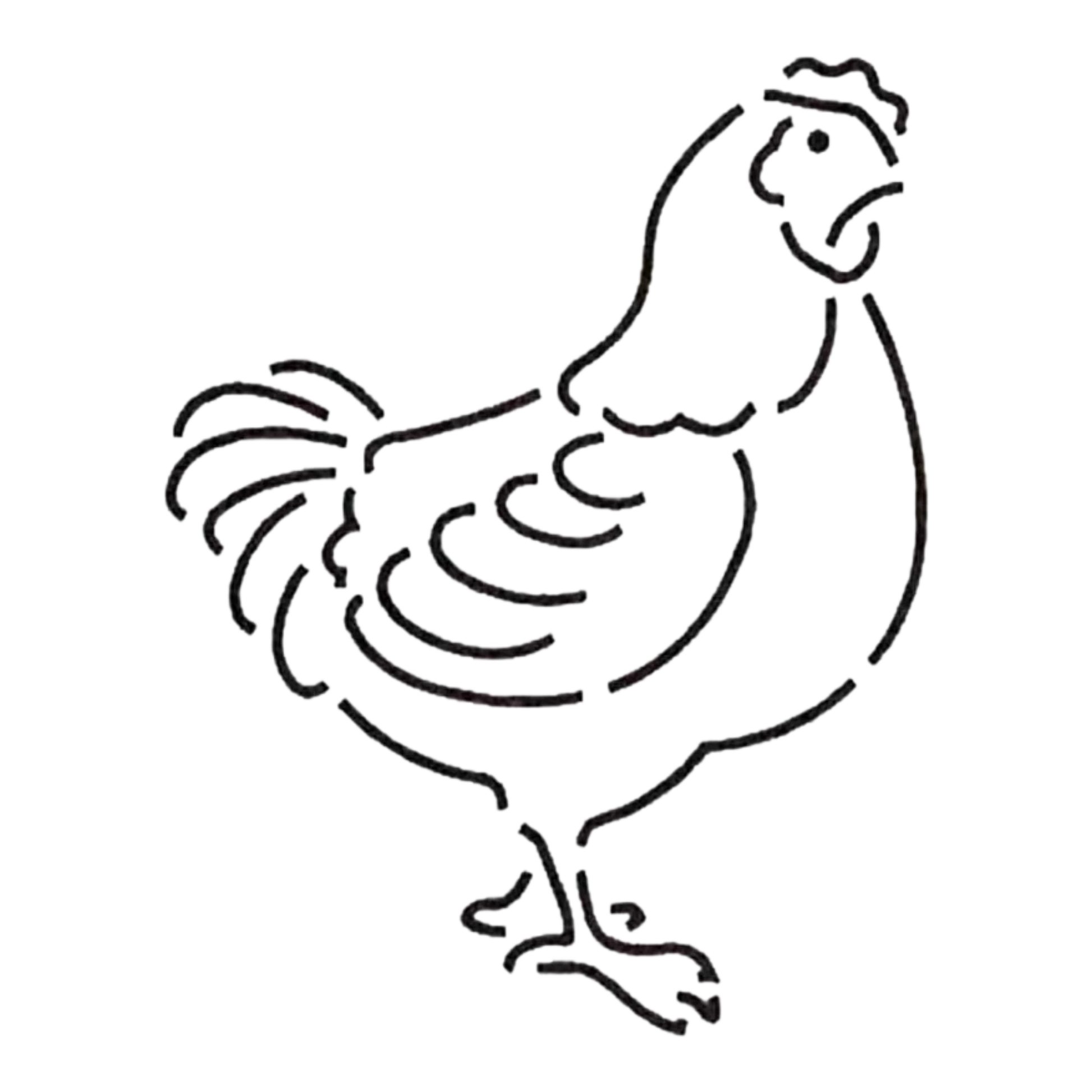 Chicken Silhouette Design for precise cutting, marking and patchwork