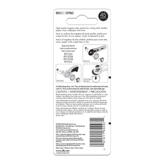 Olfa Rotary Blades Standard - RB45-2 45 mm - Refill Pack of 2
