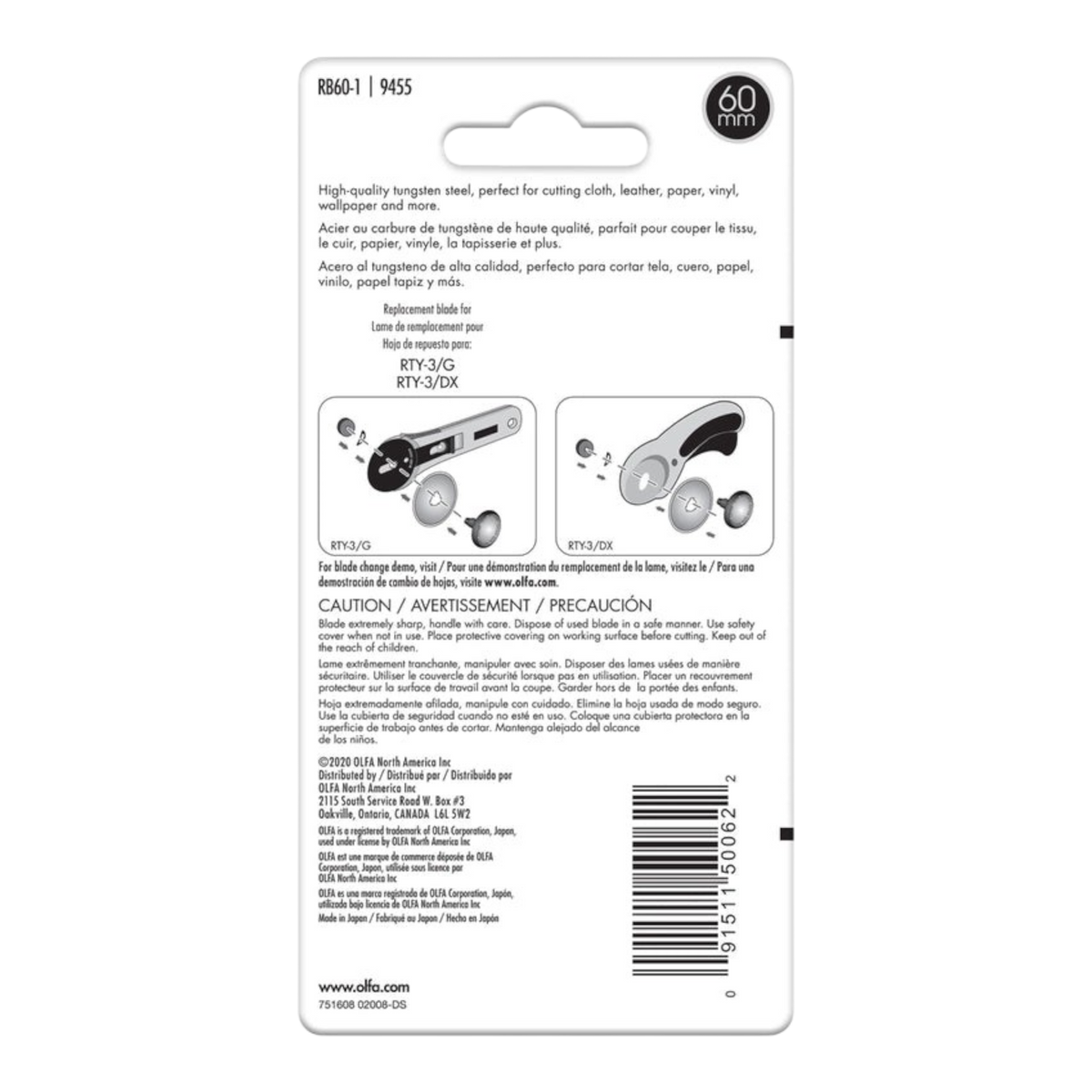 Olfa Rotary Blades 60 mm Refill - RB60-1 60 mm