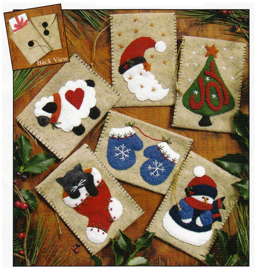 Gift Bag Ornaments Pattern KIT - 6 bags , quilting and craft projects